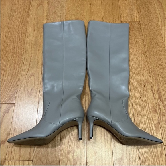 Dove Grey Vegan Leather Knee High Boots - Picture 8 of 8